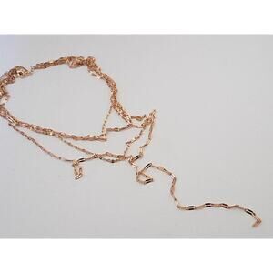 1961 NWOT INC 14" 16" and 18" 4 Layer Y-Type Gold Paperclip Chain Necklace 18"